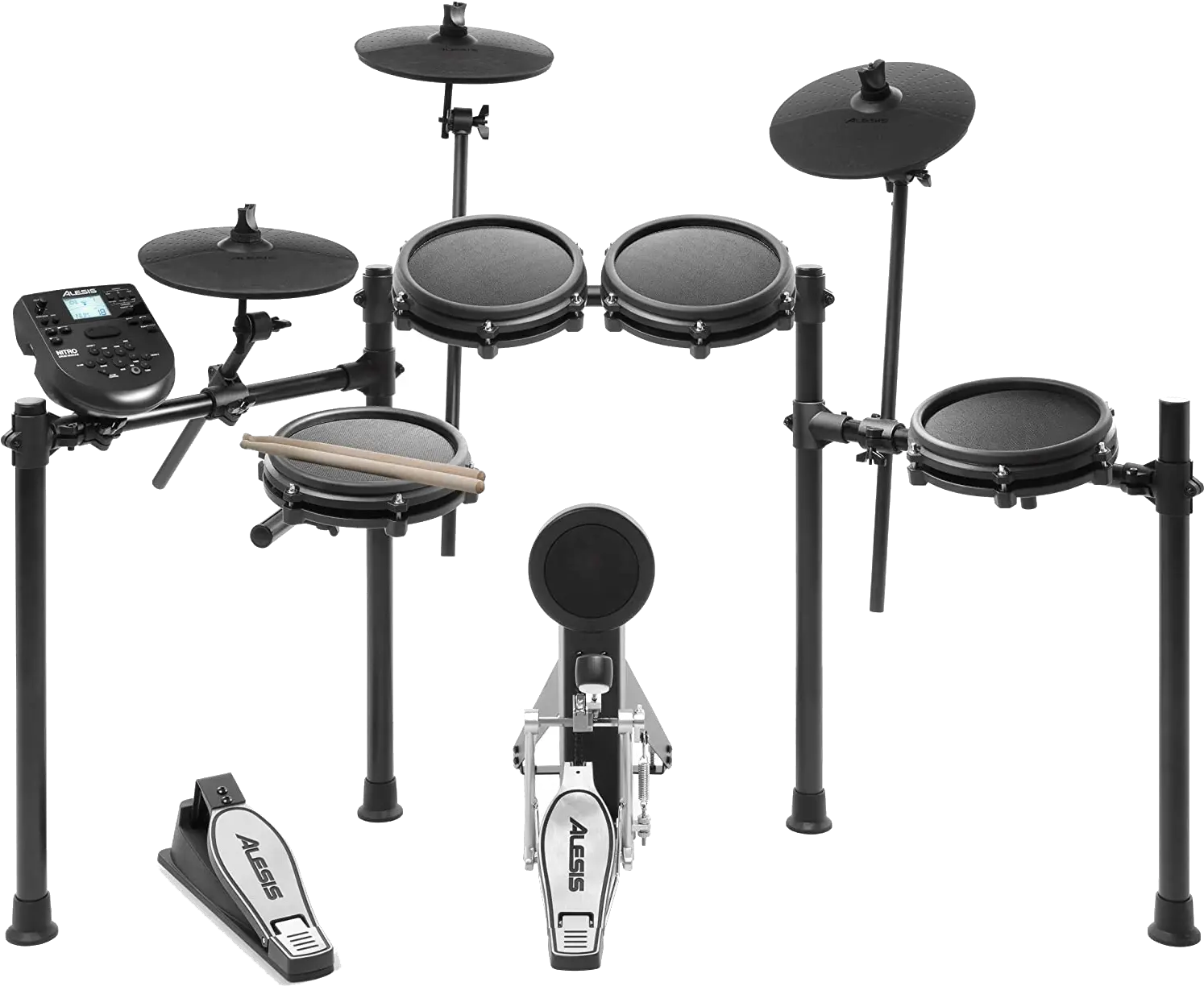 Alesis Nitromeshkitxus Nitro Mesh Kit Eight Piece Electronic Drum Kit With Mesh Heads Electronic Drum Set Png Drum Kit Png