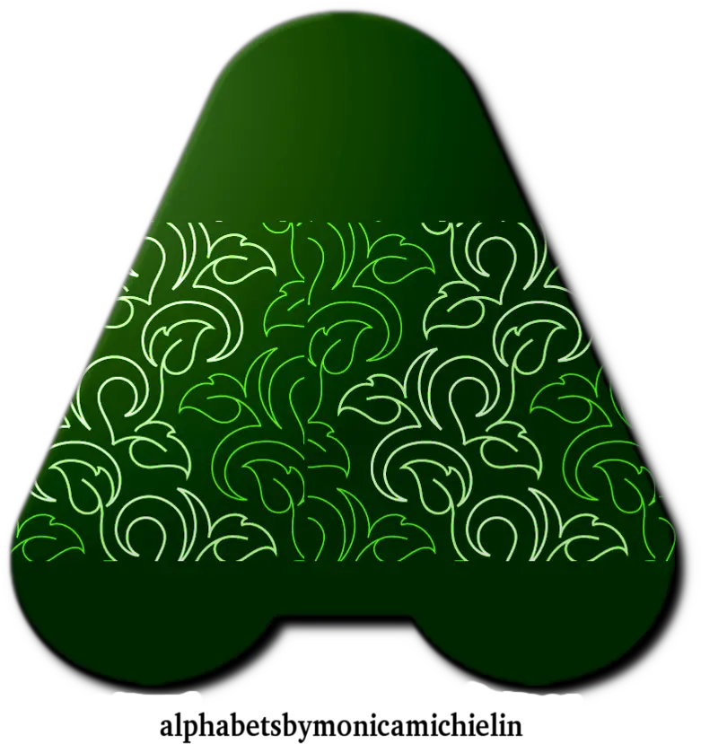 Monica Michielin Alphabets Full Green Ornament Leaves Vertical Png Ornament Icon