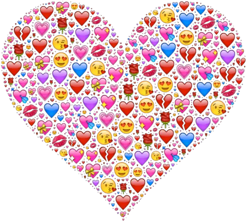 Romantic Heart Full Of Emoji Hearts By Jutulen Inktale Heart Made Of Heart Emojis Png Emoji Hearts Transparent png