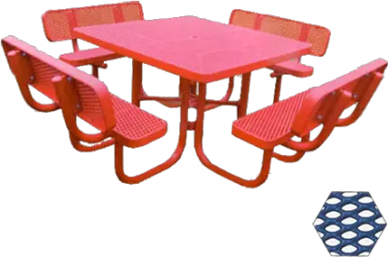 Commercial Picnic Table Plastisol Coated Expanded Metal Champion Series Metal Picnic Tables With Attached Seats Png Picnic Table Png