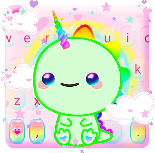 Updated Cute Dinosaur Unicorn Keyboard Theme For Pc Cute Kawaii Lizard Png Kawaii Icon Pack
