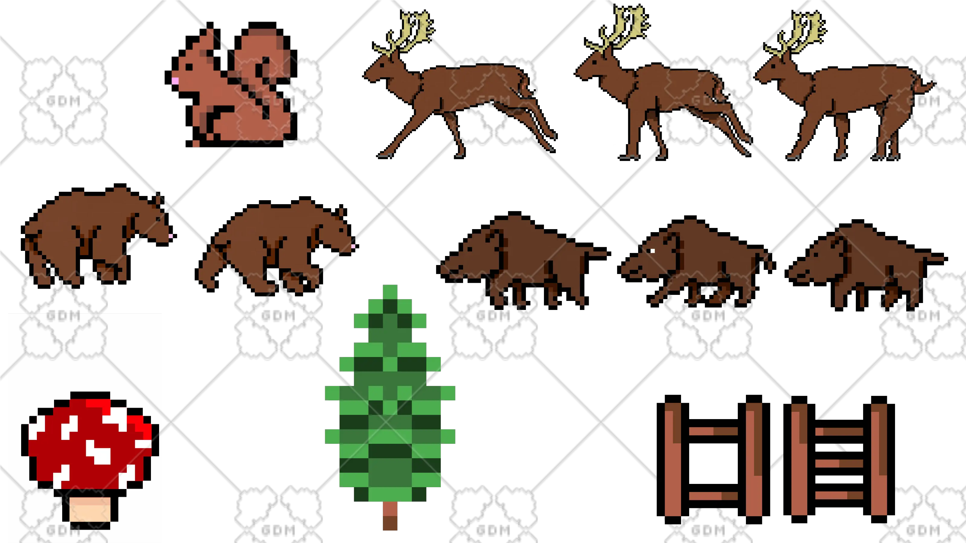 Retro Forrest Sprites Gamedev Market Reindeer Png Forrest Png