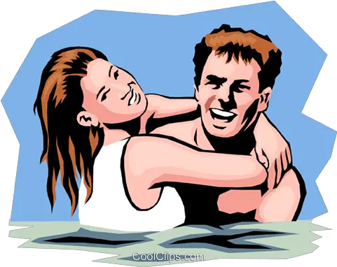 Swimming Couple Royalty Free Vector Clip Art Illustration Couple Swim Clipart Png People Swimming Png