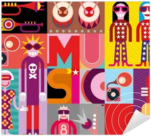 Sticker Music Pop Art Vector Illustration Pixersus Collage About Pop Music Png Pop Art Icon