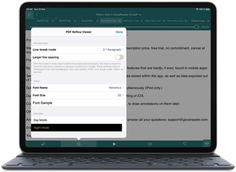 Reading Pdf Files Reflow Goodreader Pro For Ipad And Space Bar Png Page Break Icon