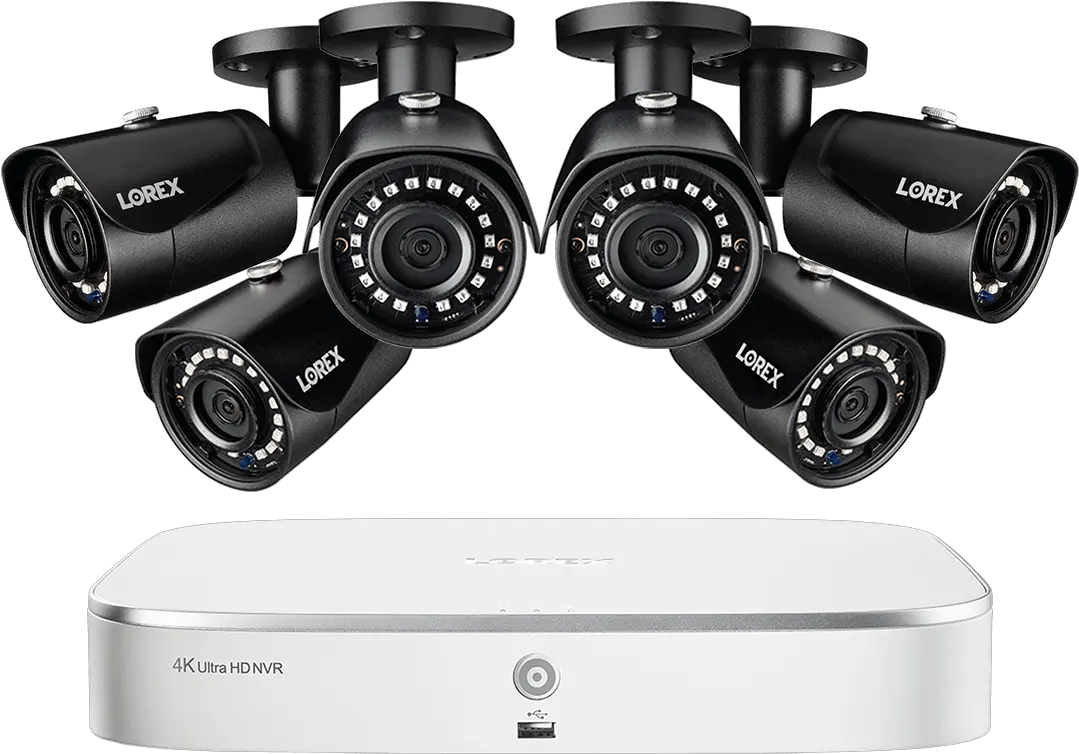 2k Ip Security Camera System With 8 Channel Nvr And 6 Outdoor 2k 5mp Cameras With Color Night Vision Camera Black And White For Security Png Camera Transparent