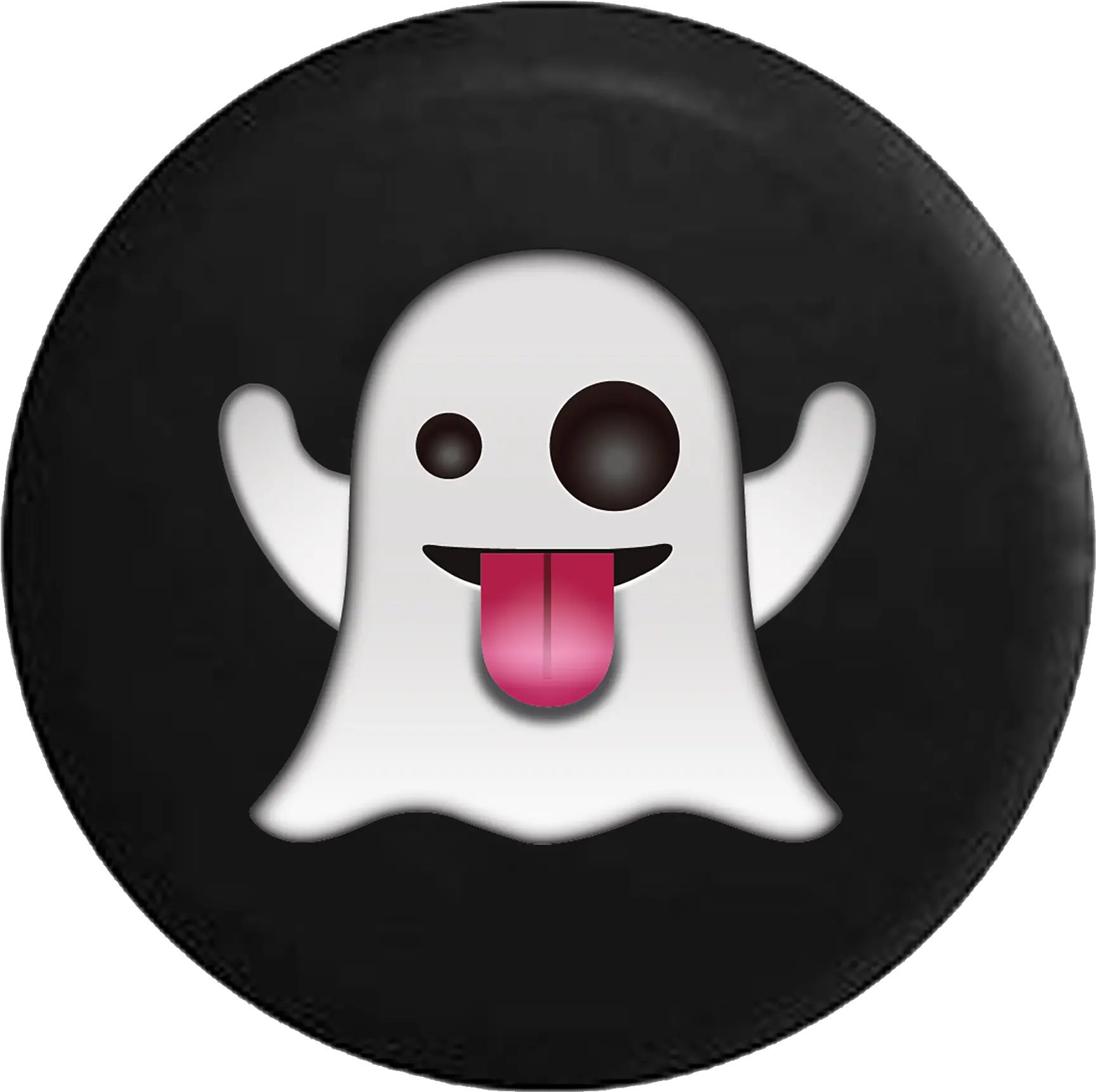 Ghost Text Emoji Tongue Out Jeep Camper Spare Tire Cover Custom Size V434 Ghost Emoji With Black Background Png Tongue Out Emoji Png