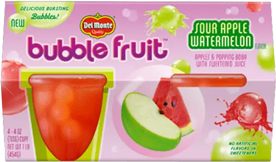 Bubble Fruit Sour Apple Watermelon Del Monte Foods Inc Del Monte Bubble Fruit Png Apples Transparent Background