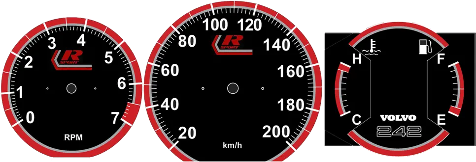 Daves Volvo 240 White Face Gauges Gauge Png Speedometer Logos