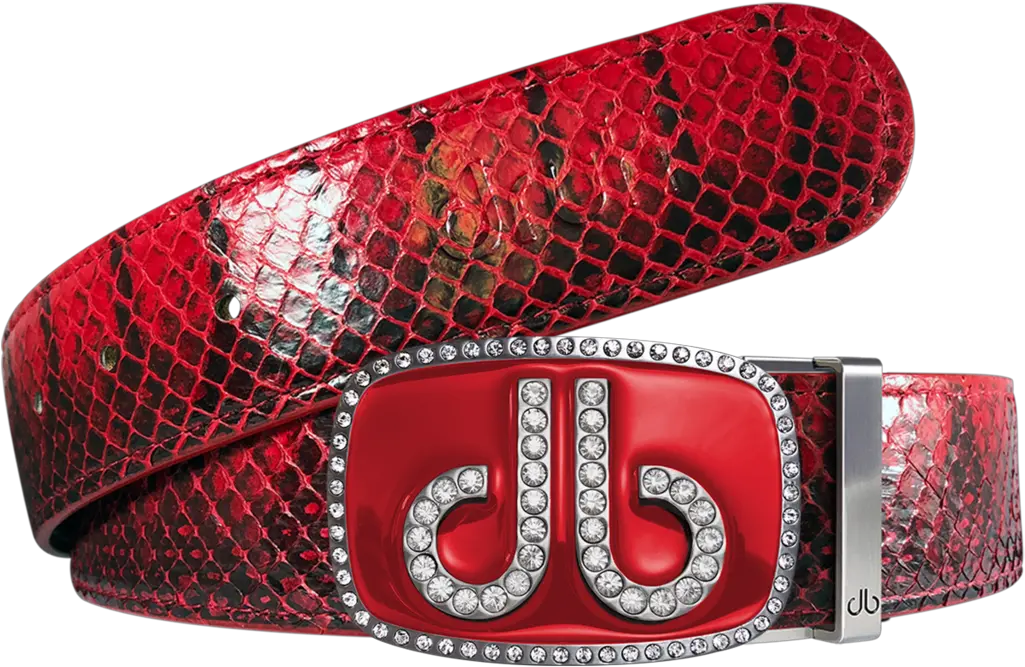 Red Real Snakeskin Leather Belt With Diamante Buckle Druh Belts Red Png Diamante Png