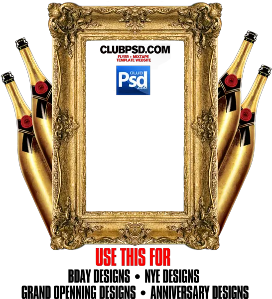 Gold Frame Psd Official Psds Frame With Bottle Psd Png Gold Frame Png