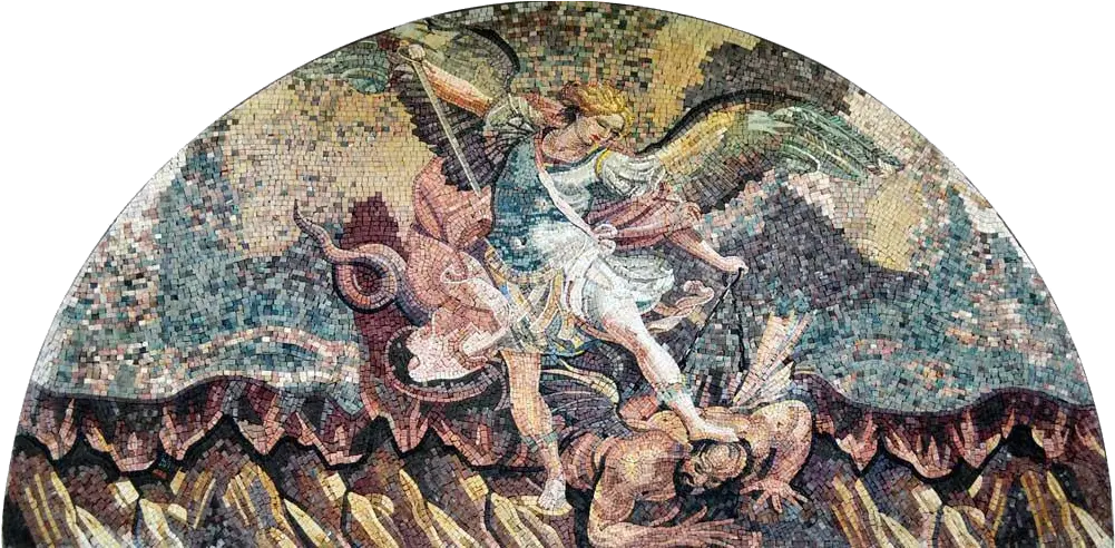 Saint Michael Icon Mosaic Marble Mythical Creature Png San Icon