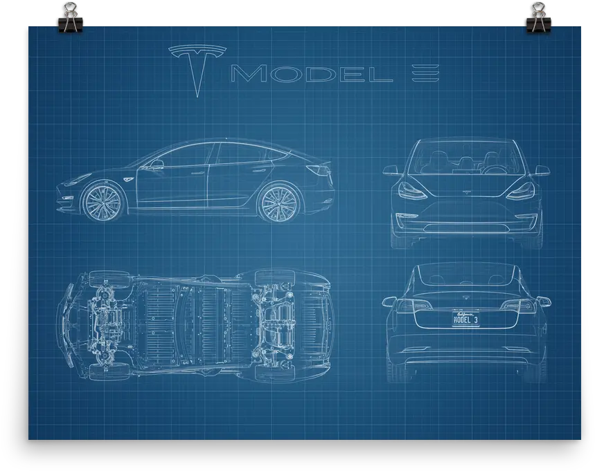 Poster Of The 2018 Tesla Model 3 Vintage Car Png Tesla Model 3 Png