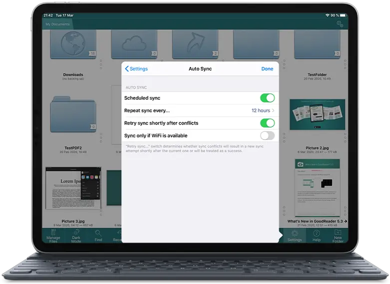 Networking Auto Sync With Goodreader Pro For Ipad And Iphone Open Icloud Files In Goodreader Png Dark Blue Folder Icon