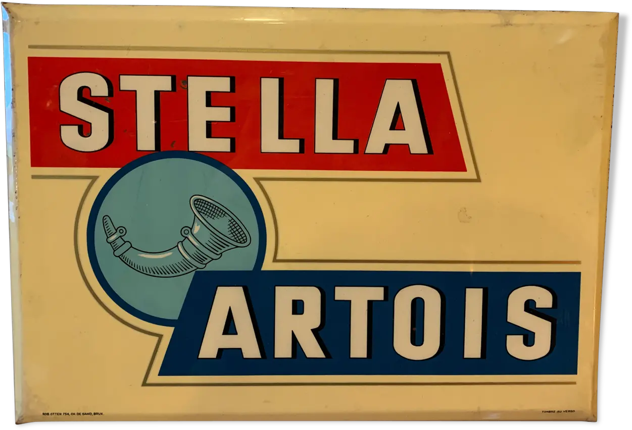 Stella Artois Advertising Plate Iron Beige Good Condition Industrial P12a8u8k Label Png Stella Artois Logo Png