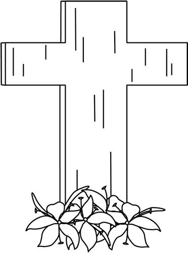 White Easter Cross And Lilies Clip Art Christian Cross Png Cross Clipart Black And White Png