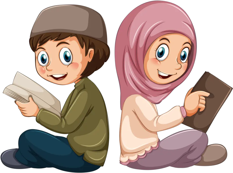 Reading Vector Al Quran Picture Muslim Kids Cartoon Png Quran Png