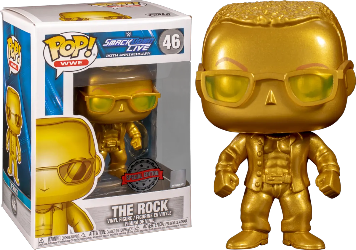 Funko Pop Wwe The Rock Metallic Gold Smackdown 20th Anniversary 46 Funko Pop The Rock Smackdown Png The Rock Transparent