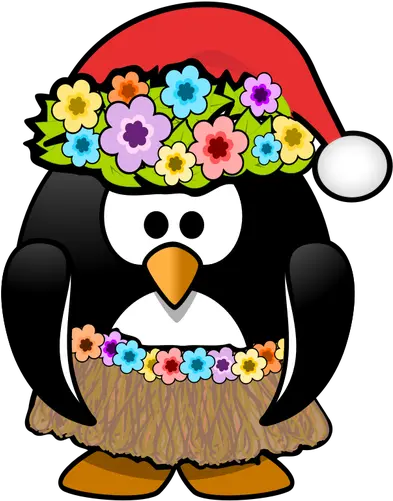 Hula Penguin Ready With Christmas Hat Vector Clip Art Free Svg Clipart Christmas In July Penguin Png Christmas Hats Transparent