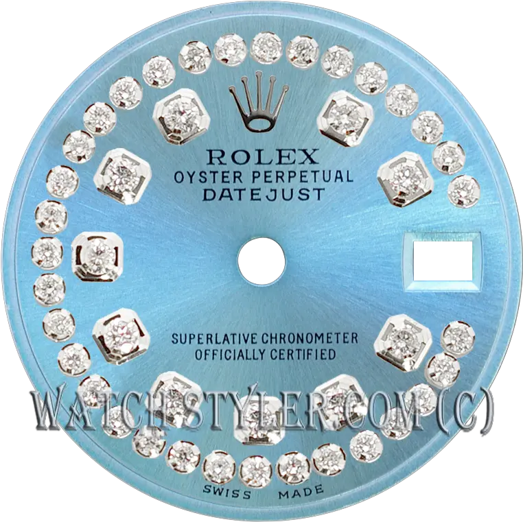 Custom Rolex Lady Datejust Dial Iceblue With Diamond Circle Png Rolex Logo Png