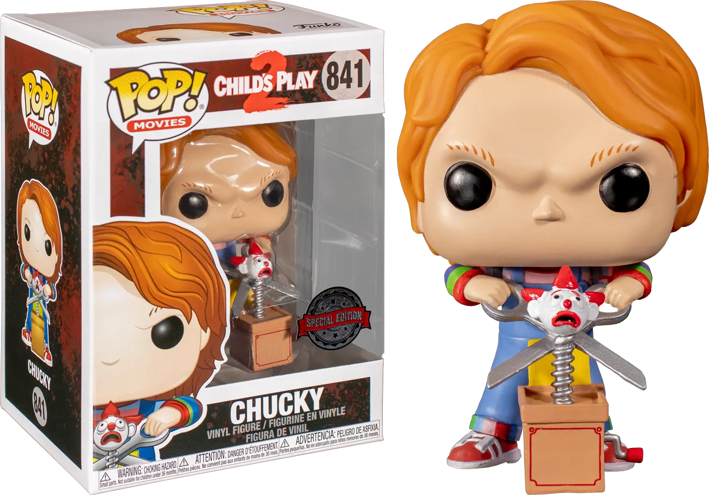 Childu0027s Play 2 Chucky With Giant Scissors U0026 Jack In The Box Pop Vinyl Figure Chucky Funko Pop Png Chucky Png