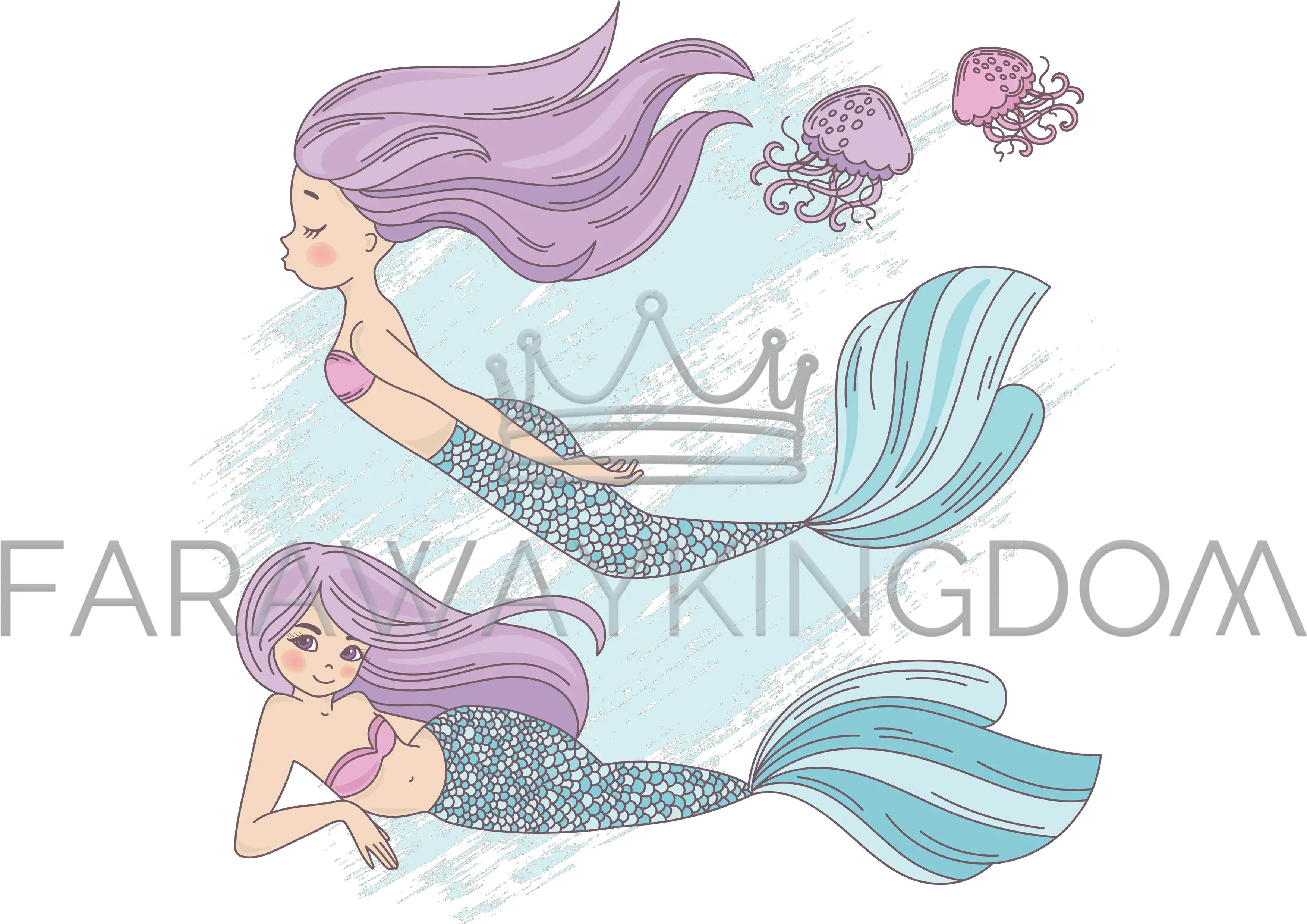 Mermaid Life Cartoon Travel Tropical Vector Illustration Set Illustration Png Mermaid Png
