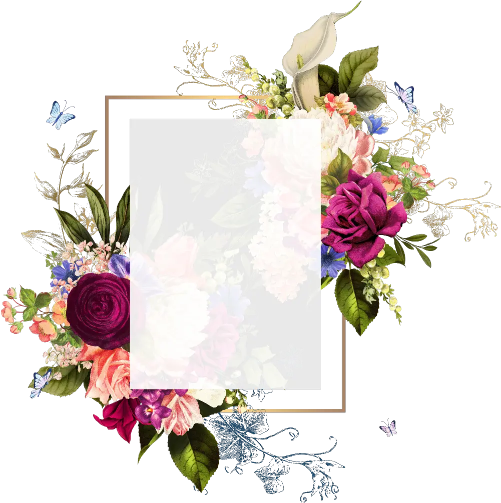 ftestickers butterflies flowers background frame Floral Background With Frame png