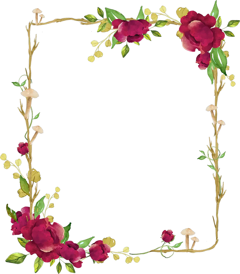 rose square flower floral frame gold glitter Transparent Background Floral Frame png
