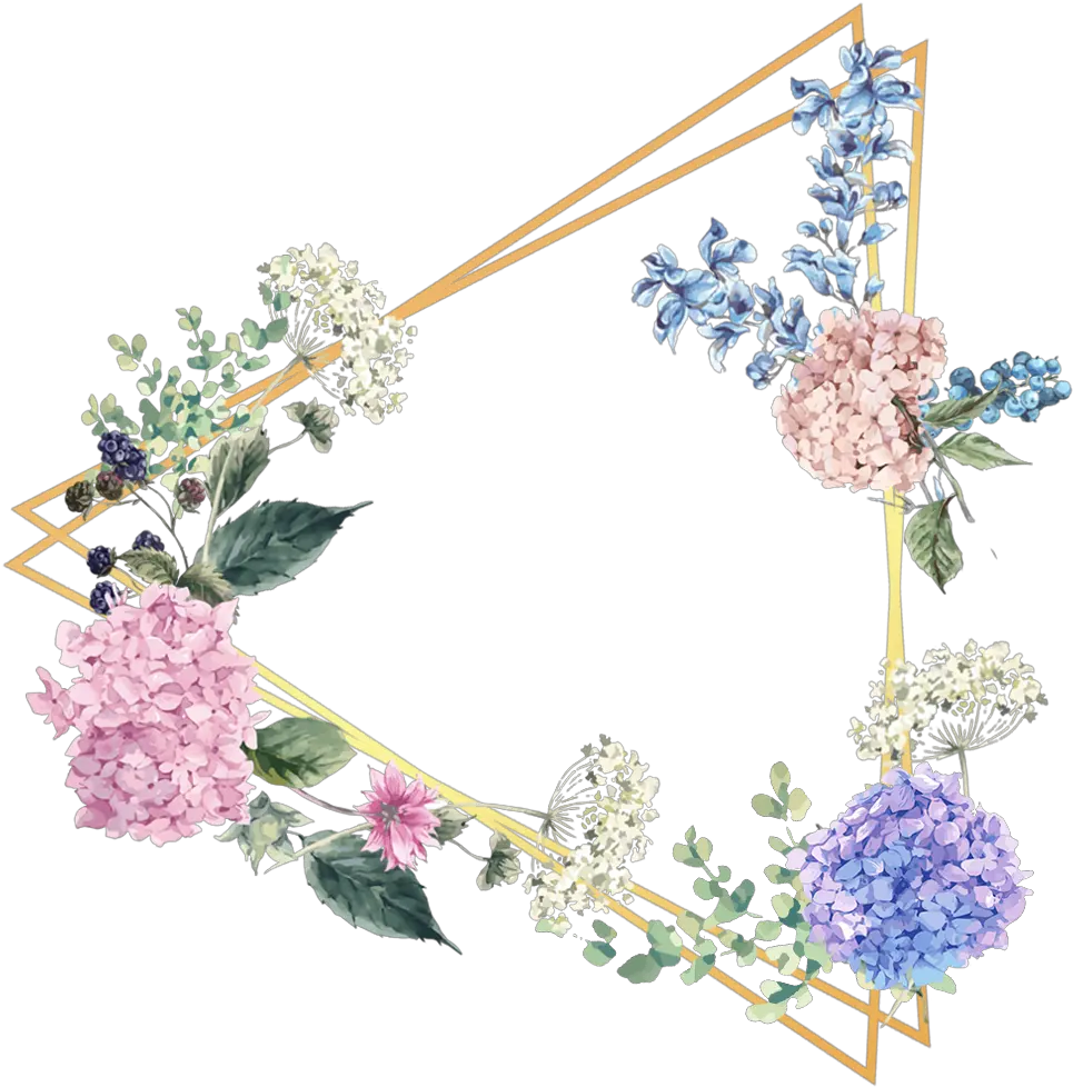triangle flower floral frame gold glitter geometric Floral Frame Picsart png