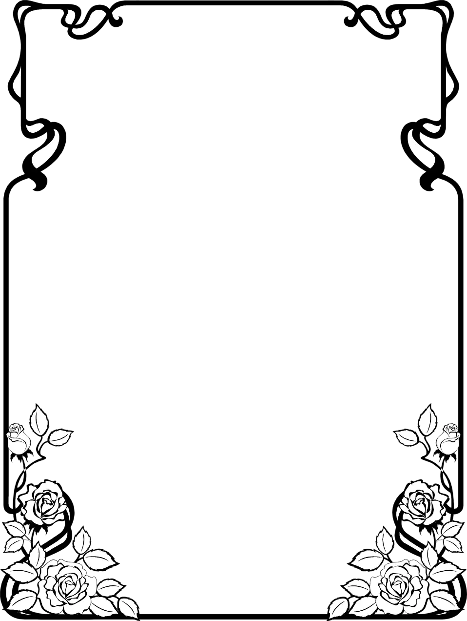 Black Floral Border Png Image Flower Border Design Black And White png