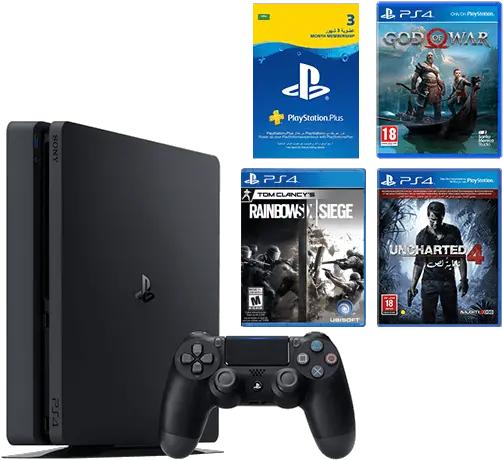 Ps4 Slim 500gb Bundle God Of War Uncharted 4 Rainbow Six Siege Ps4 Consol Fifa 20 Png Uncharted 4 Png