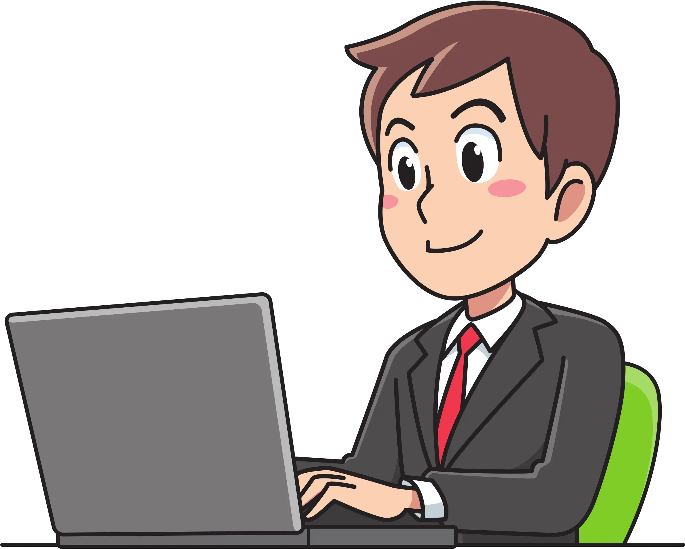 Business Man Working Man Working On Computer Clipart png