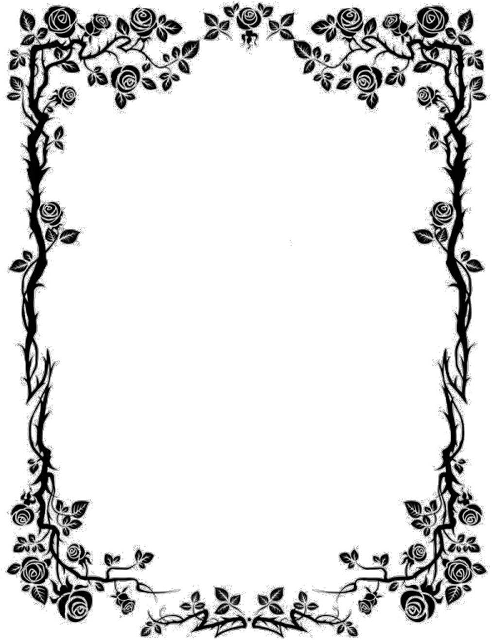 rose frame border square rectangle ivy thorn Free Flower Border Black And White png