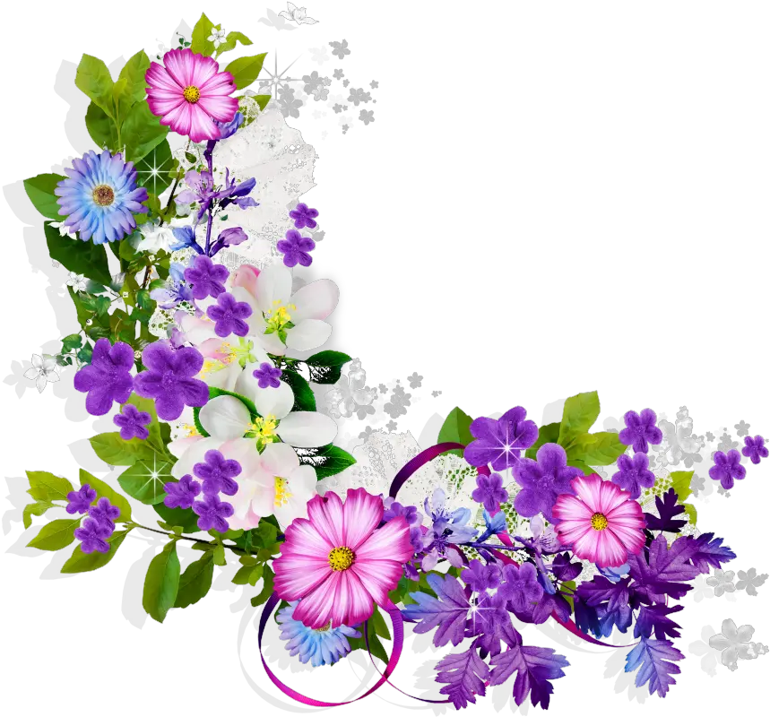 Purple Flower Border Png Border Flowers Png Hd png