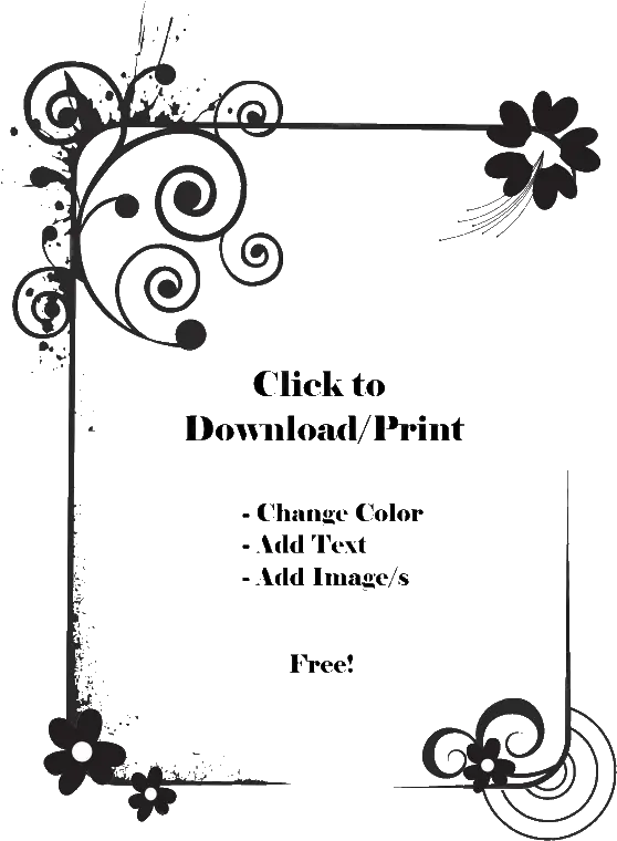 Page Border Black And White Flower Black And White Border Design png