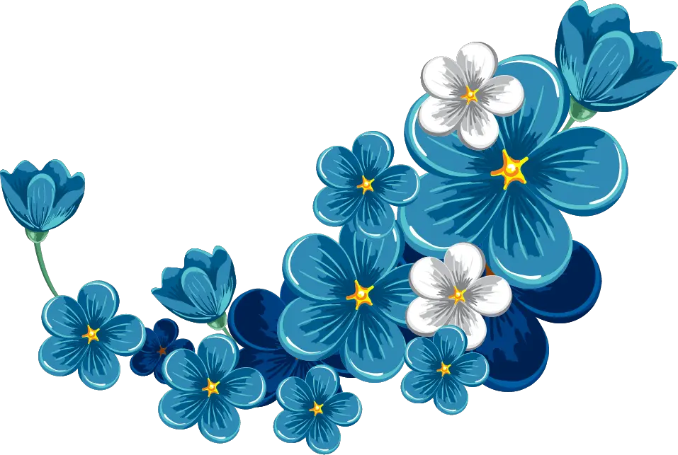 Bloom Flower Blue Frame Border Flowers White Bouquet Blue Rose Border Png png
