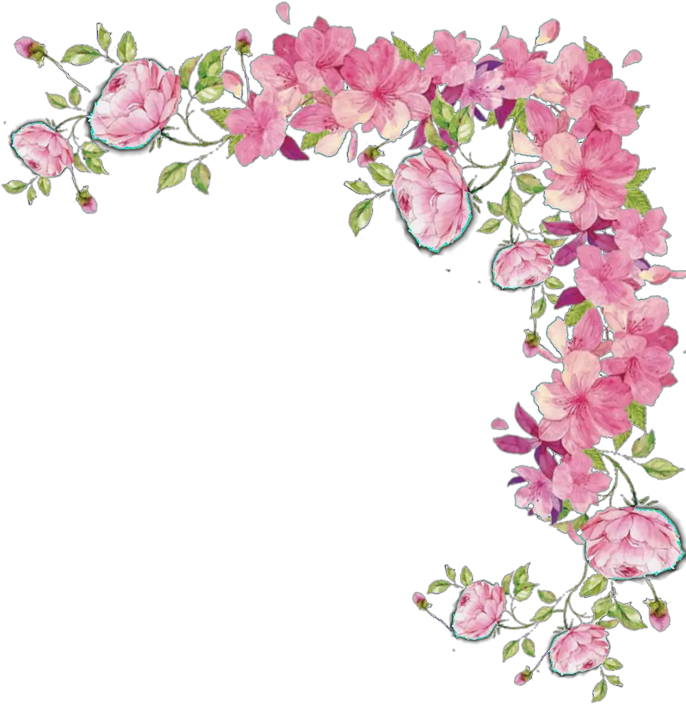 ftestickers flowers roses border corner pink Transparent Pink Flower Border png