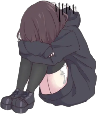 Anime Cute Sad Anime Girl Chibi Png Anime Girl Sitting Png