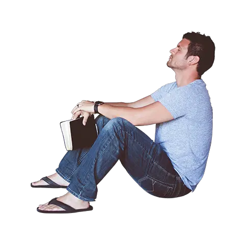 Man Sitting With Book Leaning Against Wall Immediate Entourage Architecture People Sitting Png Wall Png