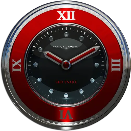 Red Snake Clock Widget Solid Png Red Clock Icon