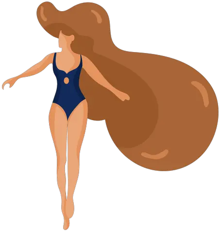Girl Women Bathing Suit Swimsuit Hair Flat Transparent Png Transparent Cartoon Bathing Suit Png One Piece Transparent