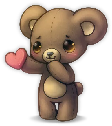 Download Love Cute Anime Animals Bear Heart Kawaii Cute Sad Teddy Bear Cartoon Png Anime Heart Png