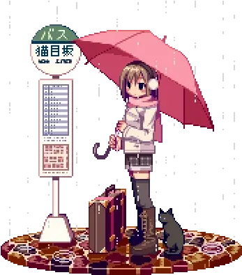 29 Images About Transparent Background Kawaii Bus Stop Pixel Art Png Umbrella Transparent Background