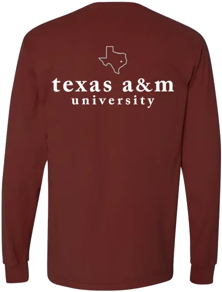 Texas Au0026m Aggies Lonestar Pocket Long Sleeve T Shirt Maroon Autocad Png Texas A&m Logo Png