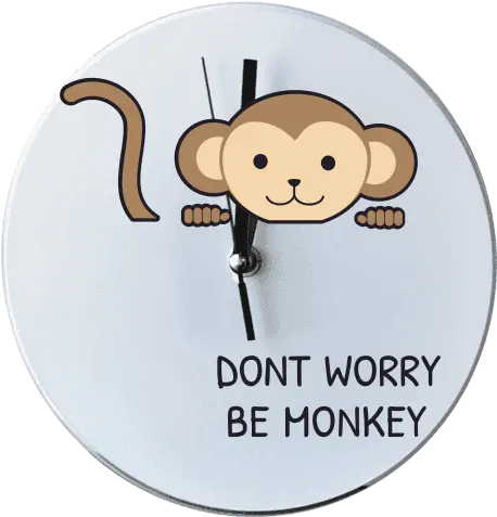 Round Wall Clock With Printing Be Monkey Cartoon Png Monkey Logo
