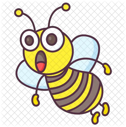 Shocked Bee Icon Of Colored Outline Honeybee Png Cartoon Bee Png