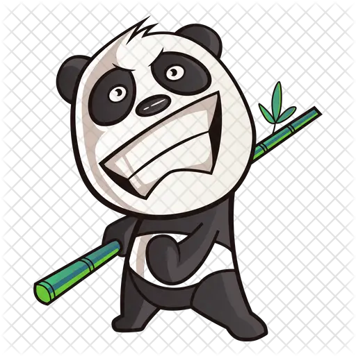 Cute Panda Feeling Excited Icon Panda With Bamboo Stick Cartoon Png Cute Panda Png
