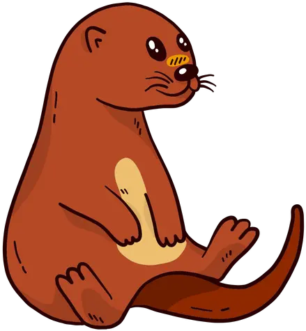 Cute Otter River Muzzle Tail Sitting Otter Cartoon Png Otter Png