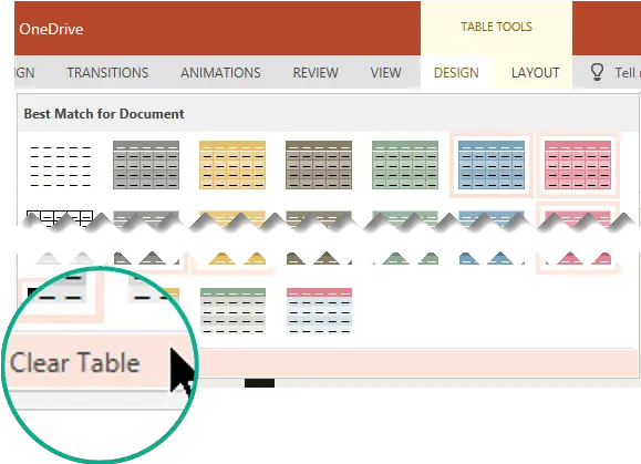 Change The Look Of A Table Powerpoint Powerpoint Change Appearance Of Table In One Click Png Transparent Image Powerpoint
