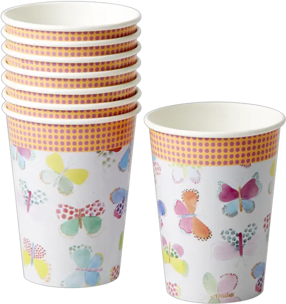Butterfly Print Set Of 8 Paper Cups By Rice Dk Paper Cup Png Paper Cup Png
